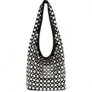 Black and Silver Studded Hobo Bag